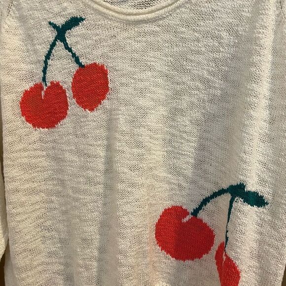 Lou & Grey Cherry Print Womens Knit Sweater S - Picture 4 of 11